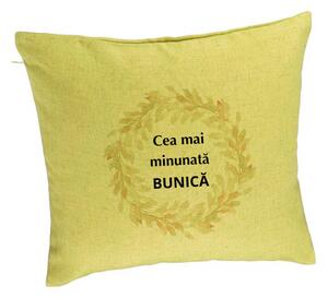 Perna Decorativa pentru Bunica 5, 40x40 cm, Verde, Husa Detasabila, Burduf
