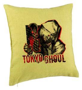 Perna Decorativa cu Tokyo Ghoul, 40x40 cm, Verde, Husa Detasabila, Burduf