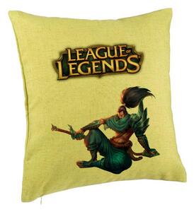 Perna Decorativa cu League of Legends, 40x40 cm, Verde, Husa Detasabila, Burduf