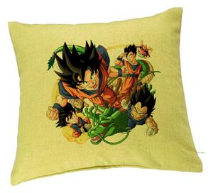 Perna Decorativa cu Dragonball characters, 40x40 cm, Verde, Husa Detasabila, Burduf