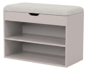 Dulap pentru pantofi cu loc de șezut LEVA, 60 x 30 x 47 cm, gri deschis