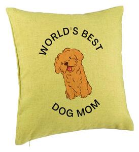 Perna Decorativa, Model World's Best Dog Mom, 40x40 cm, Verde, Husa Detasabila, Burduf