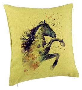 Perna Decorativa, Model Colorful Horse, 40x40 cm, Verde, Husa Detasabila, Burduf