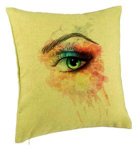 Perna Decorativa, Model Multicolor Eye, 40x40 cm, Verde, Husa Detasabila, Burduf