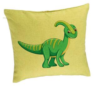 Perna Decorativa, Model copii Dinozaur Verde, 40x40 cm, Verde, Husa Detasabila, Burduf