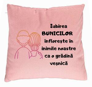 Perna Decorativa pentru Bunici 10, 40x40 cm, Roz, Husa Detasabila, Burduf