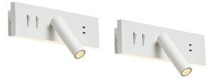 Set de 2 Aplice Moderne Albe Reglabile cu USB-C incl. LED - Modric