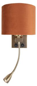 Lampă de perete bronz cu braț flexibil și abajur portocaliu cu interior auriu 18cm - Brescia Combi