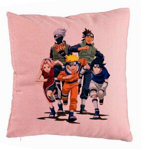 Perna Decorativa cu Naruto team, 40x40 cm, Roz, Husa Detasabila, Burduf