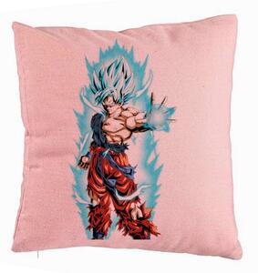 Perna Decorativa cu Goku Vegeta Super Saiya Saiyan Dragon Ball, 40x40 cm, Roz, Husa Detasabila, Burduf