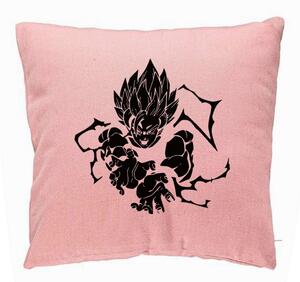 Perna Decorativa cu Dragonball Goku Black, 40x40 cm, Roz, Husa Detasabila, Burduf