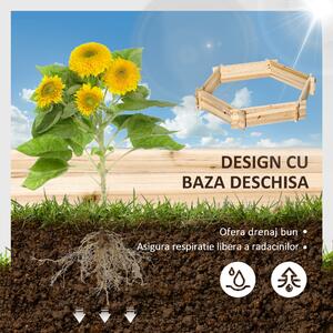 Outsunny Jardinieră Hexagonală din Lemn de Brad fără Bază pentru Grădinărit Urban și Balcon 100x92x16cm | Aosom Romania