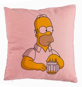 Perna Decorativa, Model Simpsons Homer, 40x40 cm, Roz, Husa Detasabila, Burduf