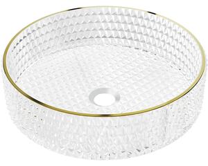 Mexen Aura lavoar pe blat din sticlă 39 x 39 cm, transparent/auriu - 24013905