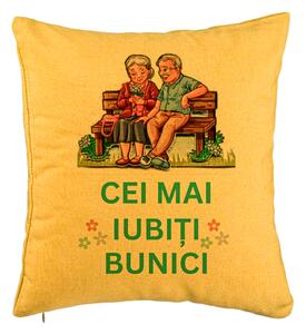 Perna Decorativa pentru Bunici 9, 40x40 cm, Galben, Husa Detasabila, Burduf