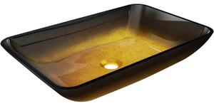 Mexen Megan lavoar de sticlă pe blat 56 x 36 cm, auriu închis - 24135651