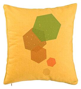 Perna Decorativa, Model Forme Geometrice 2, Multicolor, 40x40 cm, Galben, Husa Detasabila, Burduf