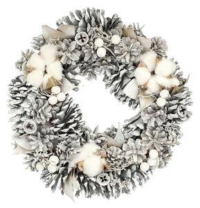 Decoratiune coronita Winter Cone ⌀30cm argintiu