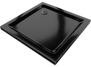 Mexen Flat cabina de duș pătrată subțire 100 x 100 cm, neagră, sifon negru - 40701010B