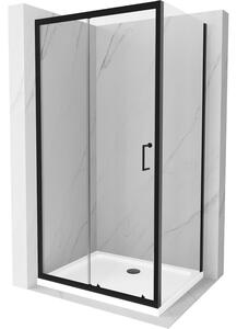 Mexen Apia Cabină de duș glisantă 90 x 70 cm, transparentă, neagră + cadă de duș Flat, albă - 840-090-070-70-00-4010B