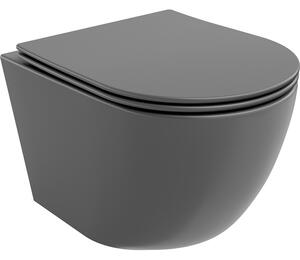Mexen Lena vas WC Rimless cu capac cu închidere lentă slim, duroplast, gri închis mat - 30224071