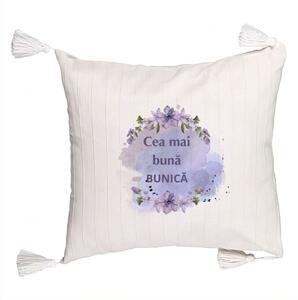 Perna Decorativa cu Franjuri pentru Bunica 1, 45x45 cm, Cu fermoar
