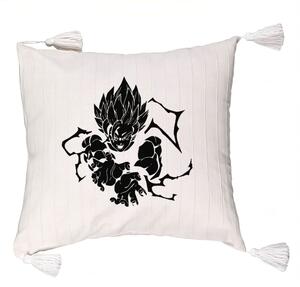 Perna Decorativa cu Franjuri cu Dragonball Goku Black, 45x45 cm, Ecru, Cu fermoar