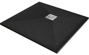 Mexen Stone+ recea pătratoasă din compozit 100 x 100 cm, negru - 44701010