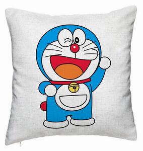 Perna Decorativa, Model copii Doraemon, 40x40 cm, Alb Murdar, Husa Detasabila, Burduf