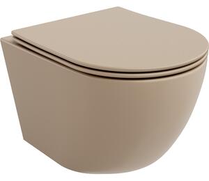 Mexen Lena vas WC Rimless cu capac cu cădere lentă slim, duroplast, cappuccino mat - 30224064