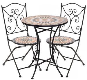 Set (bistro) mobilier de gradină metalic (3 piese) - masă și 2 scaune - mozaic