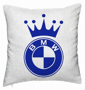 Perna Decorativa, Model Emblema BMW King, 40x40 cm, Alb Murdar, Husa Detasabila, Burduf