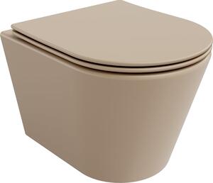 Mexen Rico vas WC Rimless cu capac cu închidere lentă slim, duroplast, cappuccino mat - 30724064