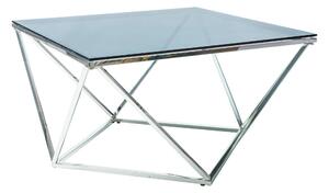 Masuta Silver A, transparent/crom, sticla temperata/metal, 80X80X45 cm