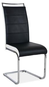 Scaun tapitat H441, negru/alb, piele ecologica/metal, 41X42X102 cm