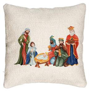 Perna Decorativa Canapea cu tematica de Craciun, Isus - Darul lui Dumnezeu, 40x40 cm, Cu fermoar