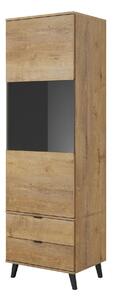 Vitrina NEST W-2, stejar, PAL furniruit/sticla, 60x45x192 cm