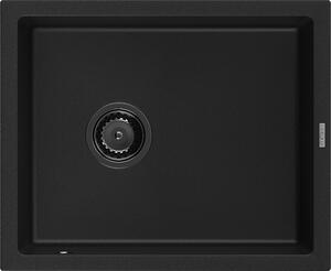 Mexen Pedro chiuvetă de granit cu 1 cuvă 560 x 460 mm, negru, sifon negru - 6508561000-77-B