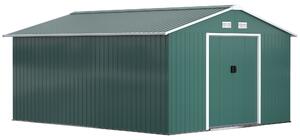 Outsunny Magazie pentru Unelte din Oțel Galvanizat, Magazie pentru Organizare și Depozitare 3.4x3.86x2 m, Verde | Aosom Romania