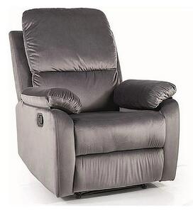 Fotoliu recliner SPENCER 1, gri/negru, stofa catifelata/metal, 80x94/1