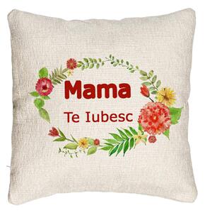 Perna Decorativa Canapea, Model Pentru Mama Te iubesc 2, 40x40 cm, Cu fermoar