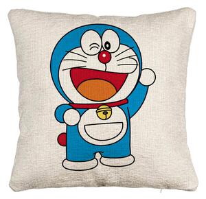 Perna Decorativa Canapea, Model copii Doraemon, 40x40 cm, Cu fermoar
