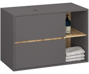 Dulap de baie Vambos W90UM 2SZ 2P (grafit + stejar artizanal). Promo -16%. 1152126