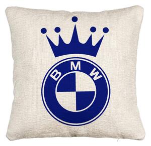 Perna Decorativa Canapea, Model Emblema BMW King, 40x40 cm, Cu fermoar