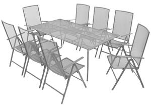Set mobilier exterior cu scaune pliante, 9 piese antracit, oțel