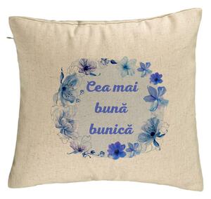 Perna Decorativa pentru Bunica 15, 40x40 cm, Bej, Husa Detasabila, Burduf
