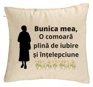 Perna Decorativa pentru Bunica 17, 40x40 cm, Bej, Husa Detasabila, Burduf