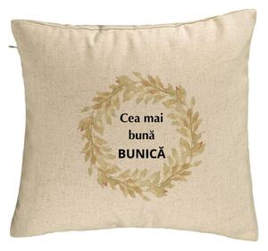 Perna Decorativa pentru Bunica 4, 40x40 cm, Bej, Husa Detasabila, Burduf