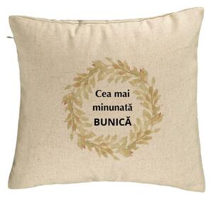 Perna Decorativa pentru Bunica 5, 40x40 cm, Bej, Husa Detasabila, Burduf