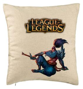 Perna Decorativa cu League of Legends, 40x40 cm, Bej, Husa Detasabila, Burduf